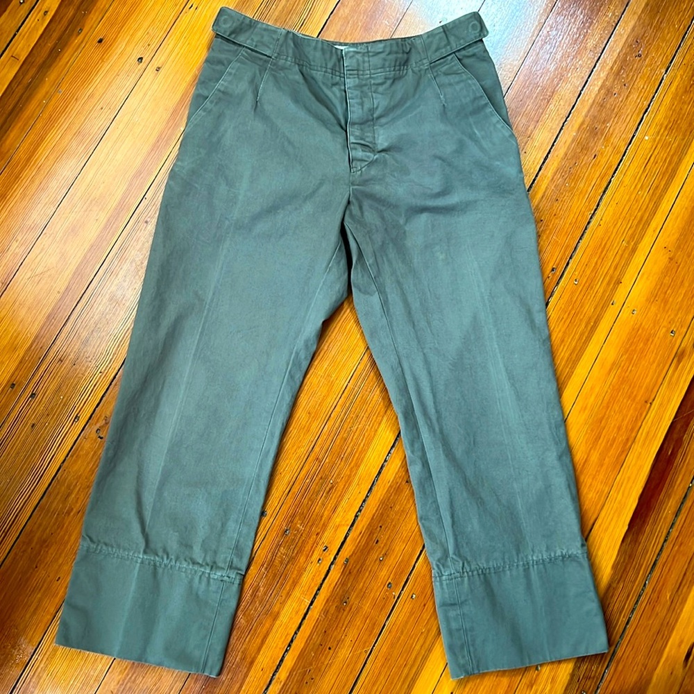 Marni Designer Cropped Olive Green Pants